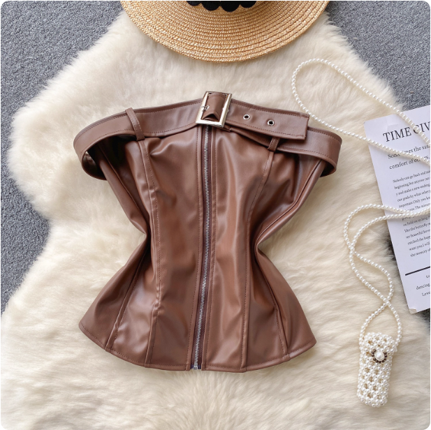 Bustier en simili cuir