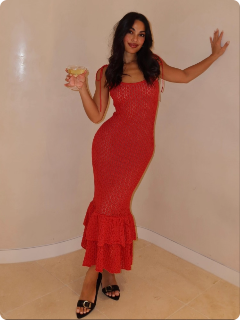 Robe longue en maille blanche