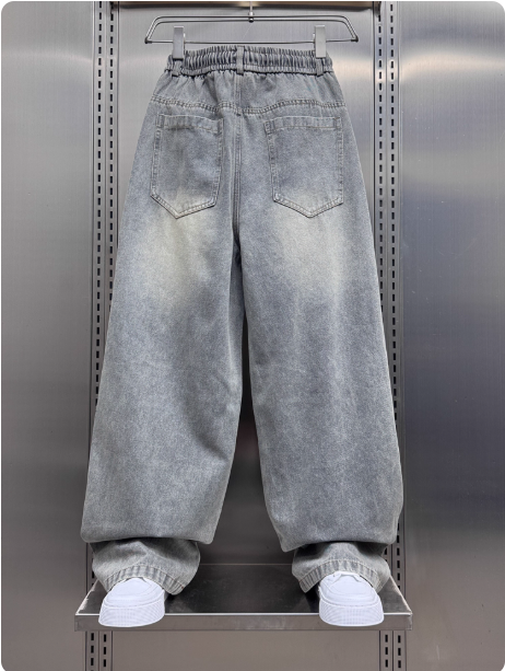 Jean large gris délavé