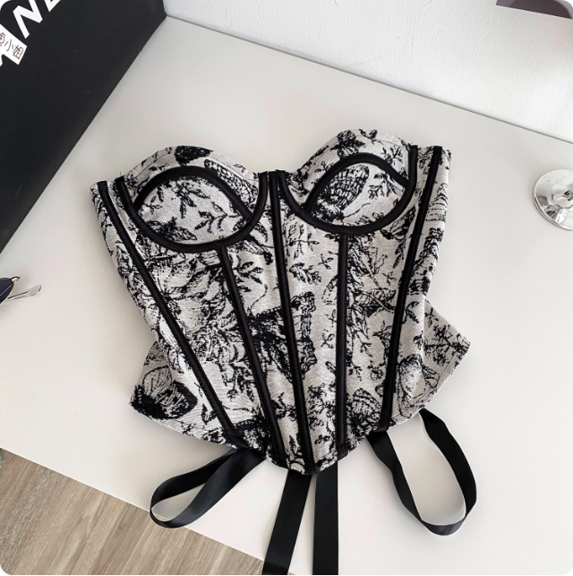 Corset bleu et blanc