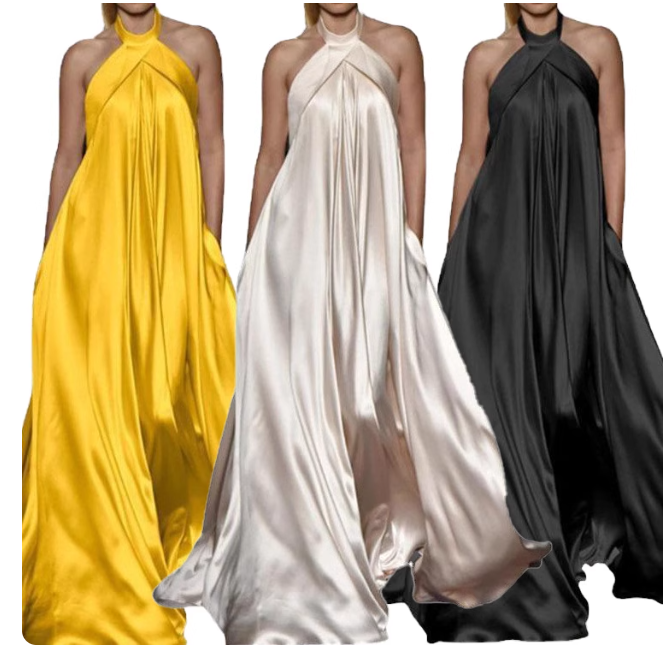Robe longue en satin