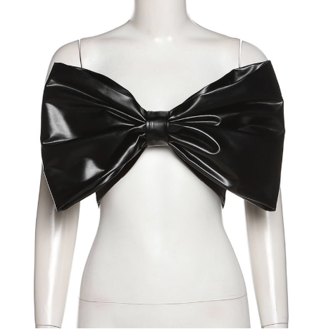 Top bustier nœud en cuir
