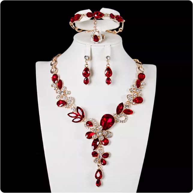 Parure de bijoux en cristal rose
