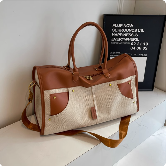 Sac de voyage en toile et cuir