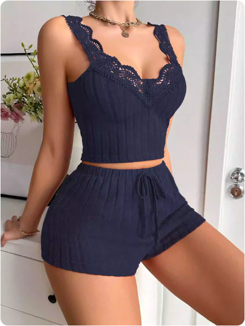 Ensemble pyjama femme en tricot rouge