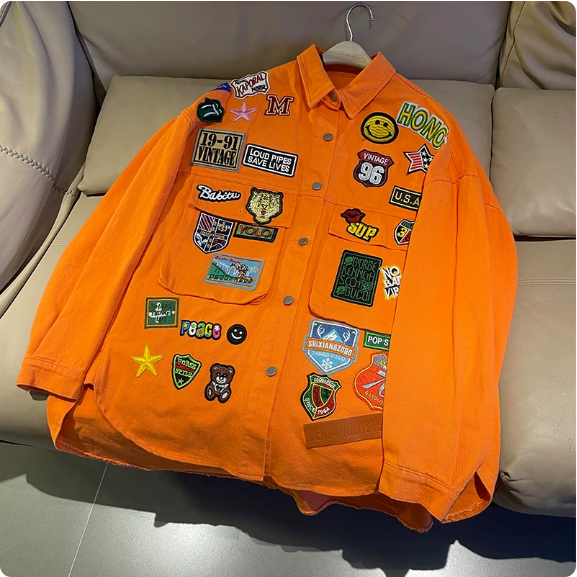 Veste verte à patchs