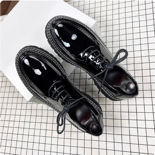 Chaussures Oxford vernies vert foncé