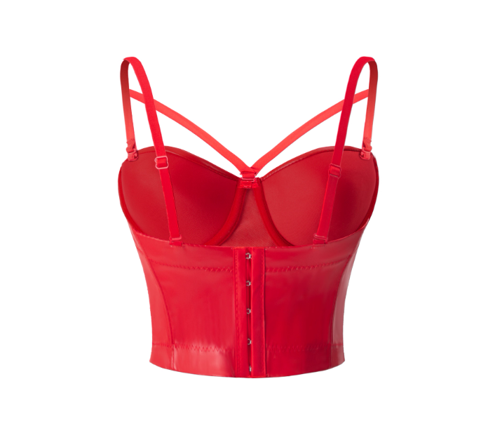 Bustier en similicuir noir