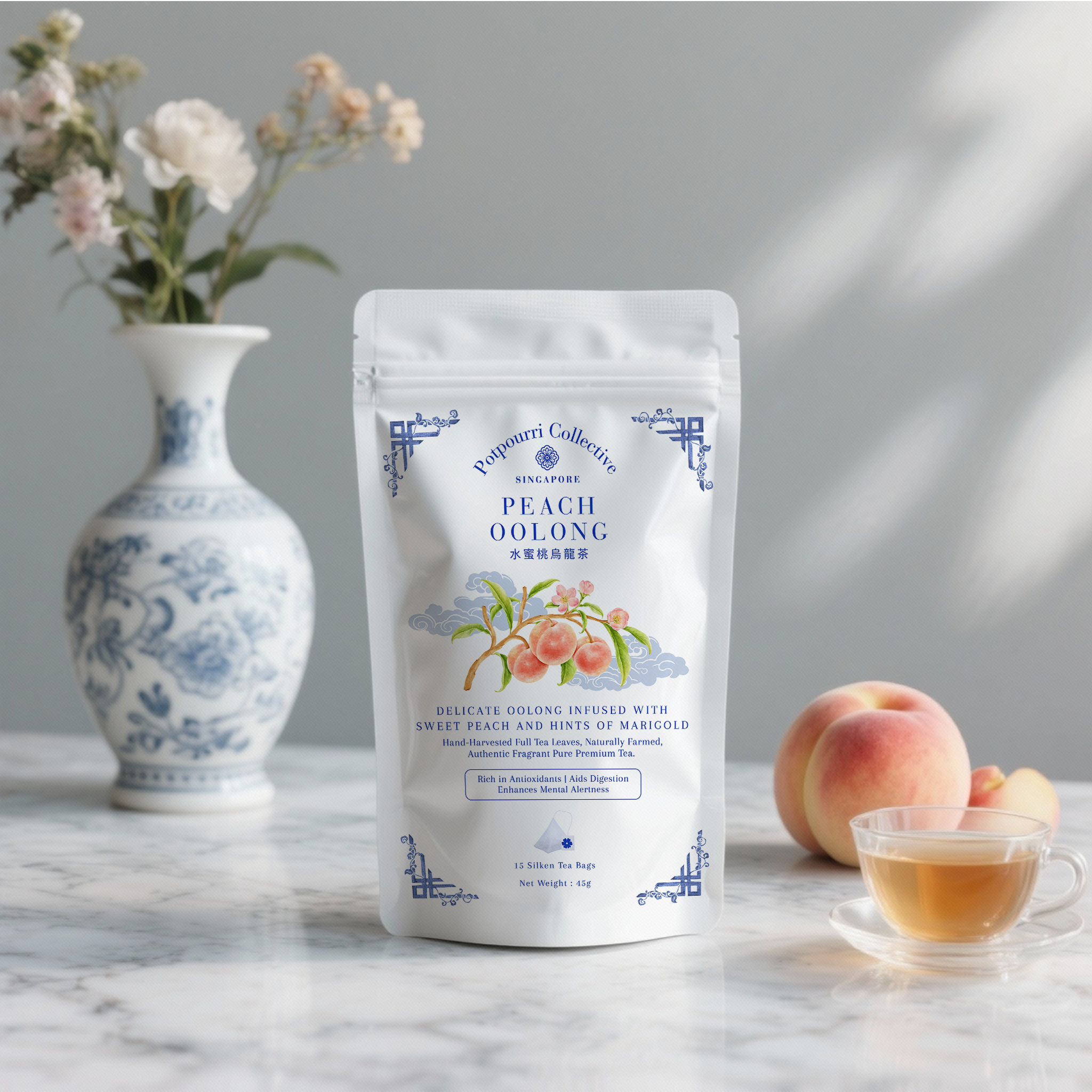 Peach Oolong Tea - 15 Silken Tea Bags