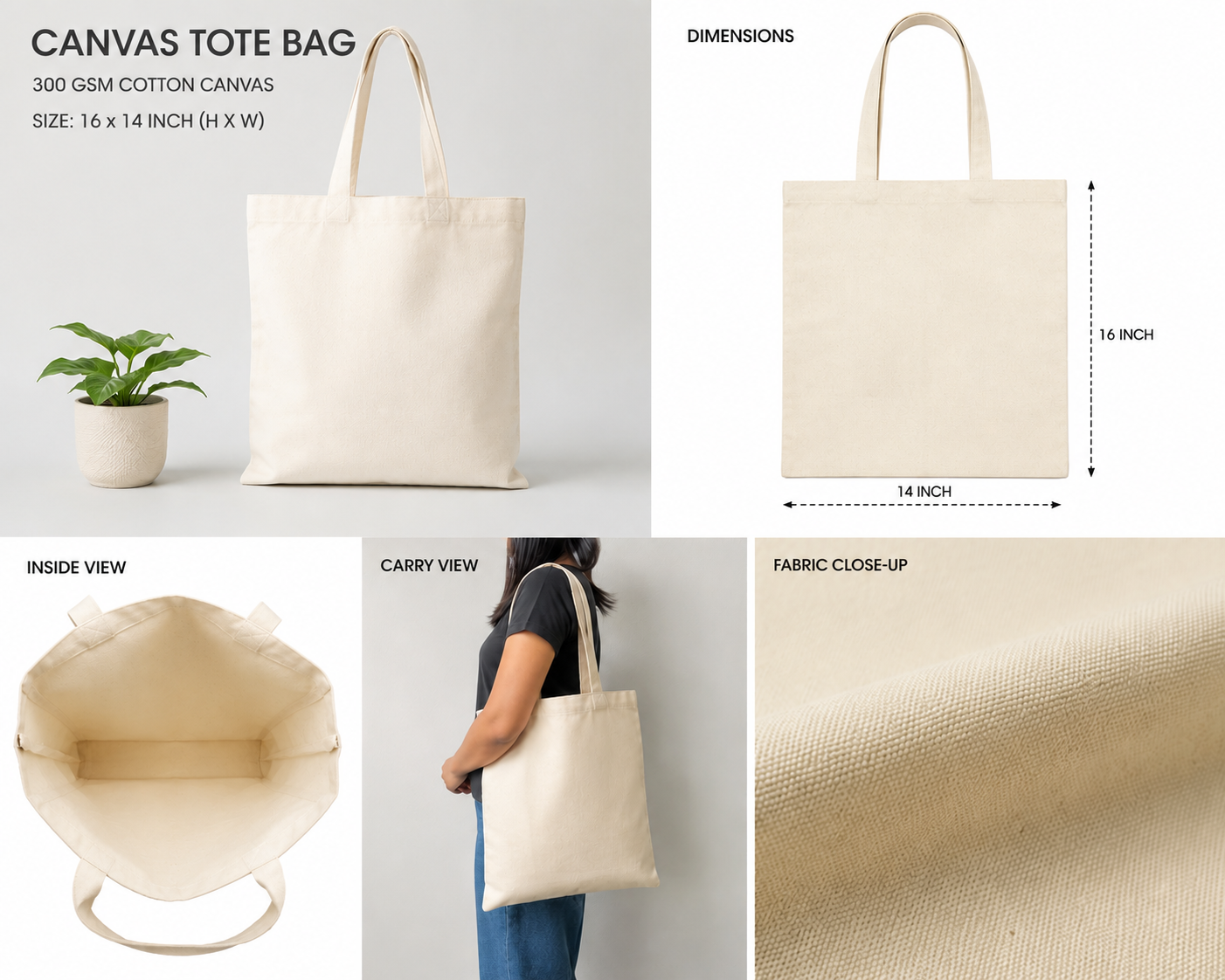 300 GSM Canvas Tote Bag
