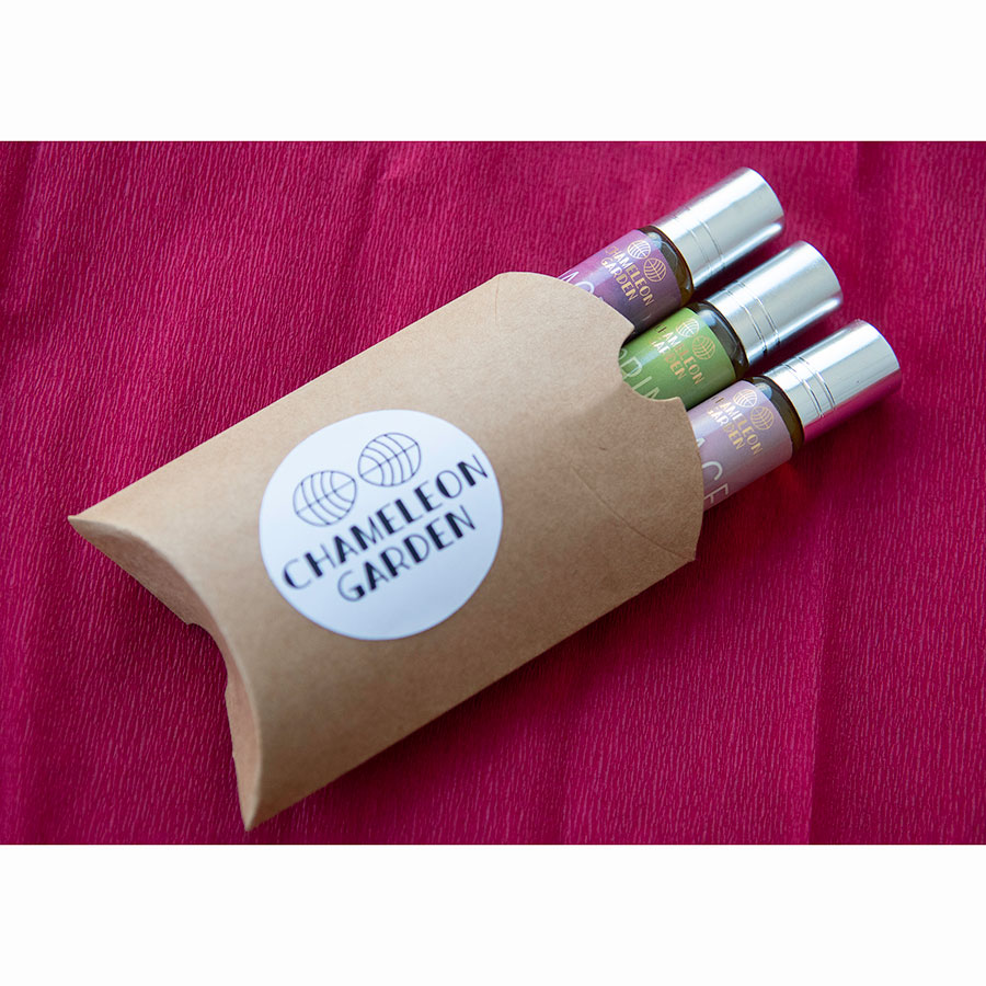 Set of three natural oil perfumes
