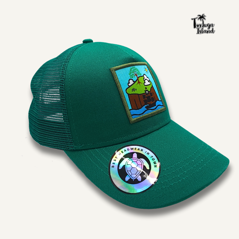 Tortuga on the Horizon Green Trucker Cap