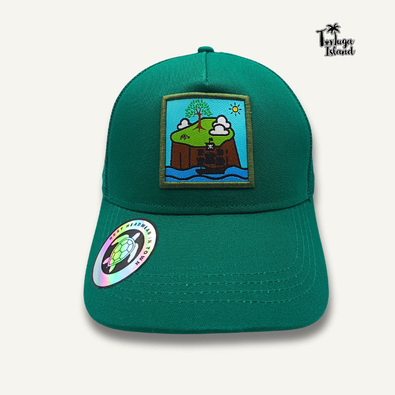 Tortuga on the Horizon Green Trucker Cap
