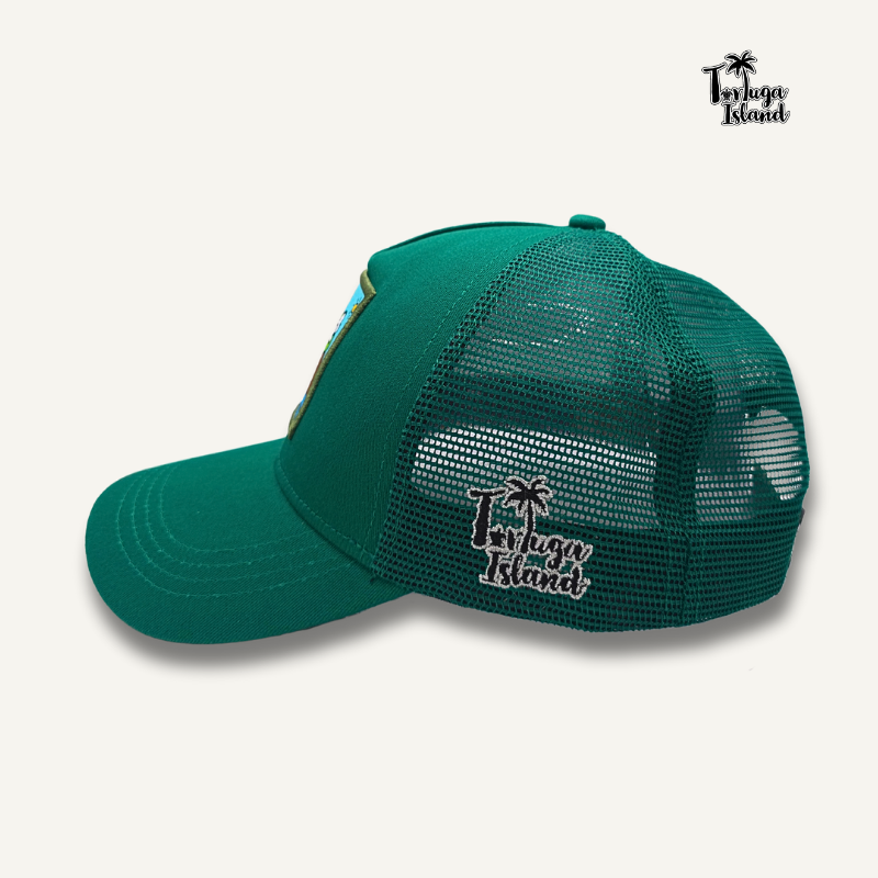 Tortuga on the Horizon Green Trucker Cap