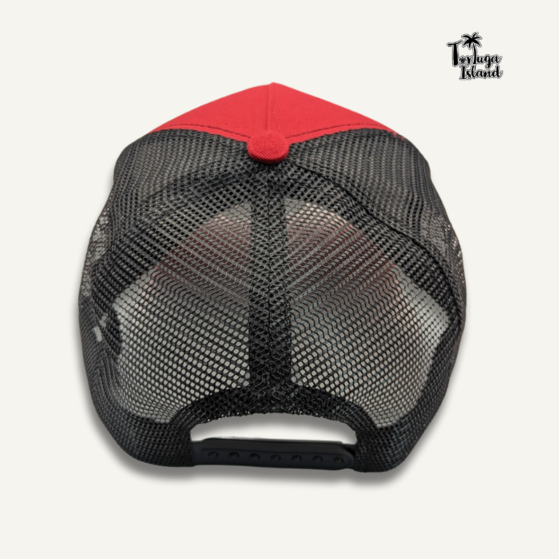 Skull On The Circle Burgundy Trucker Cap