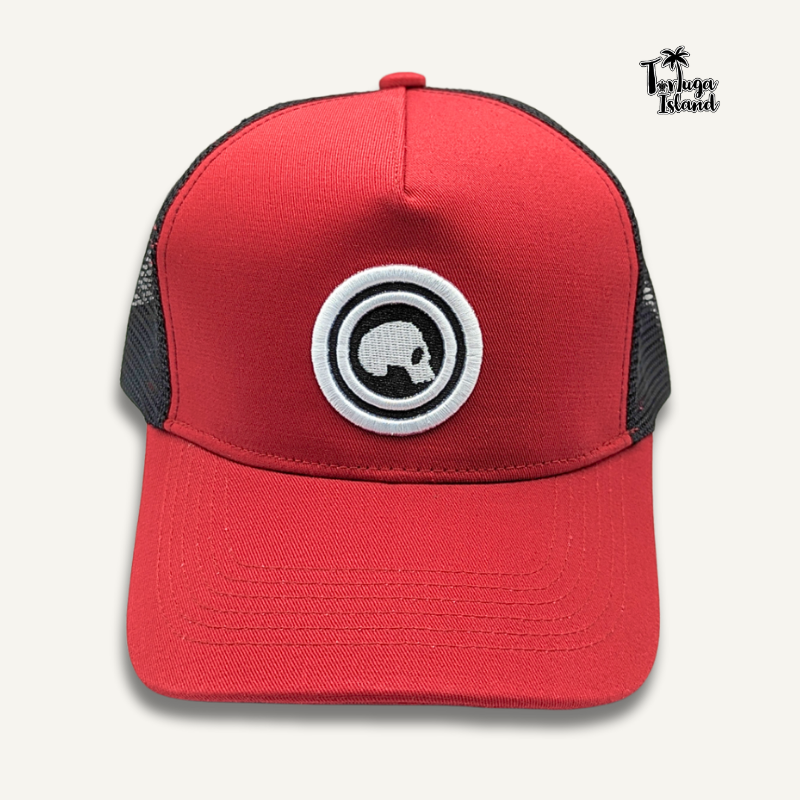 Skull On The Circle Burgundy Trucker Cap