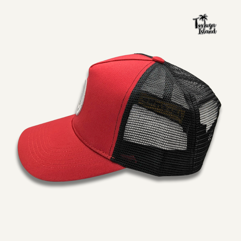 Skull On The Circle Burgundy Trucker Cap