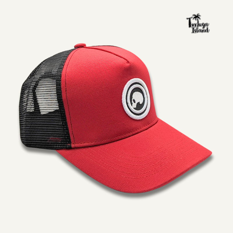 Skull On The Circle Burgundy Trucker Cap