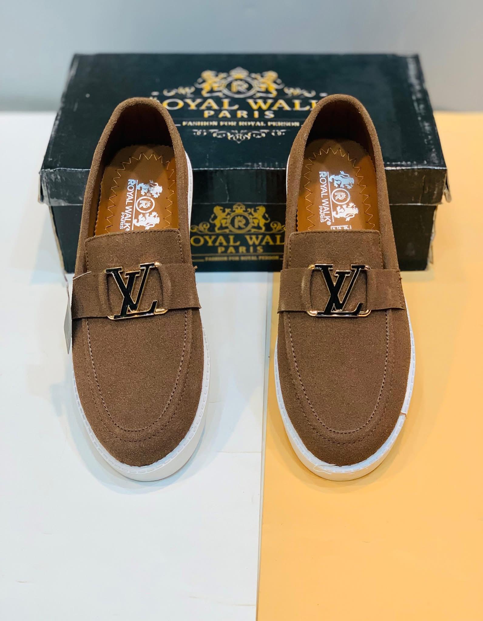 Louis Vuitton Men's Brown Velvet Formal Comfortable Fashion Loafer's