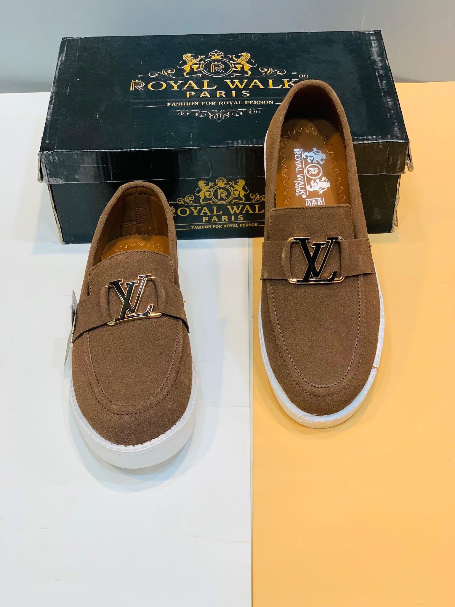 Louis Vuitton Men's Brown Velvet Formal Comfortable Fashion Loafer's