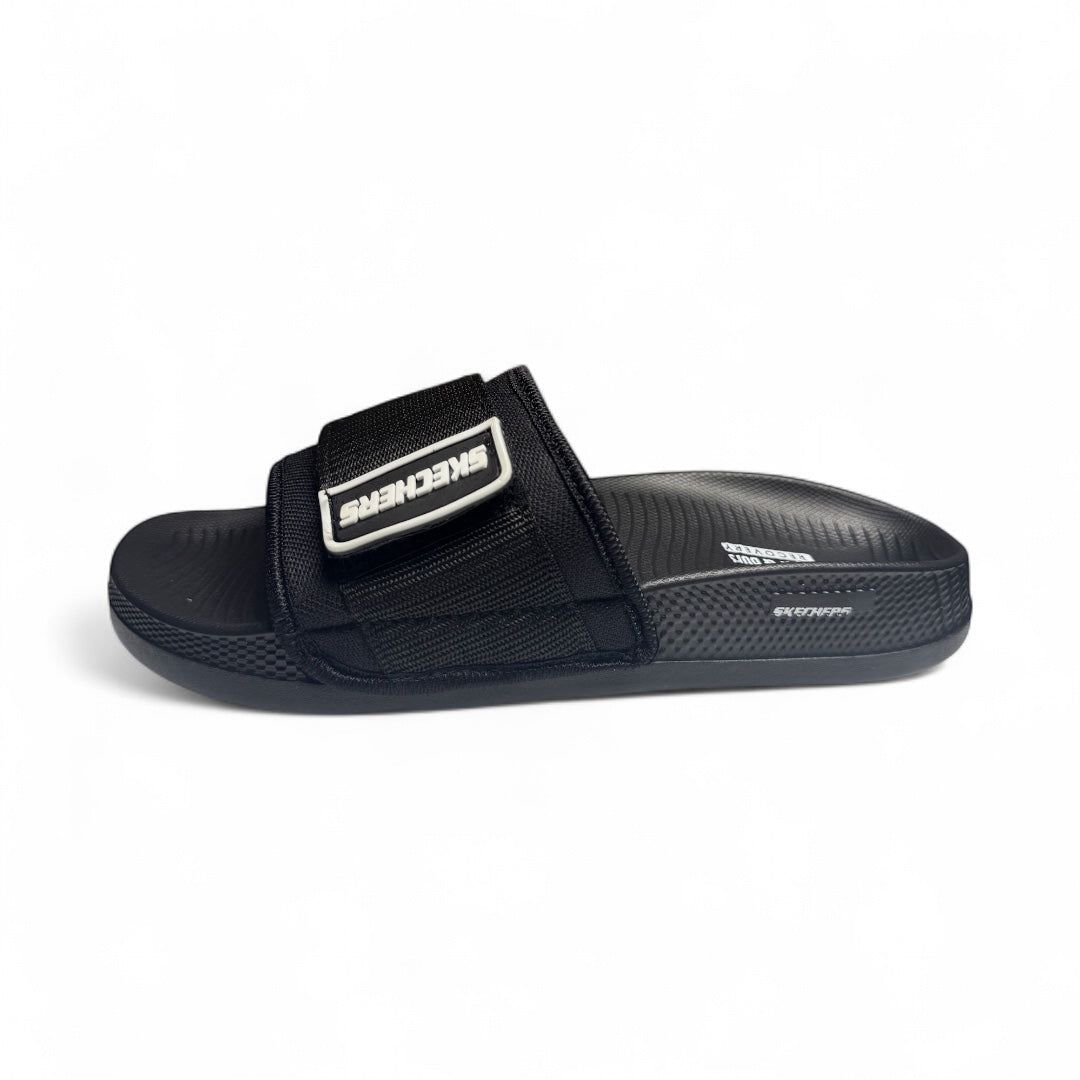Skechers Black Slide Sandals for Men – Adjustable Comfort Slip-On