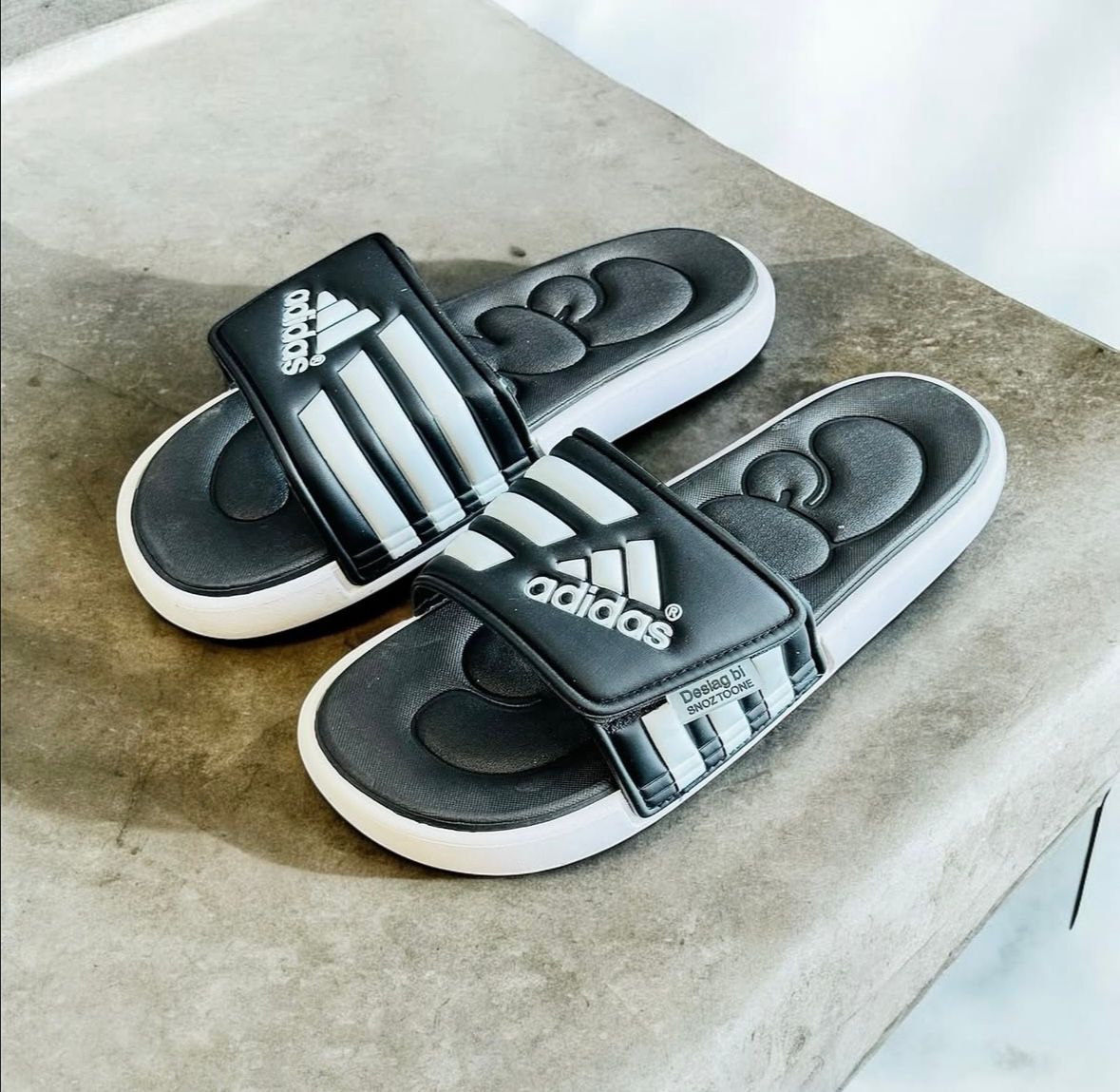 Adidas Adissage Comfort Slides Black – Adjustable Strap & Massage Footbed