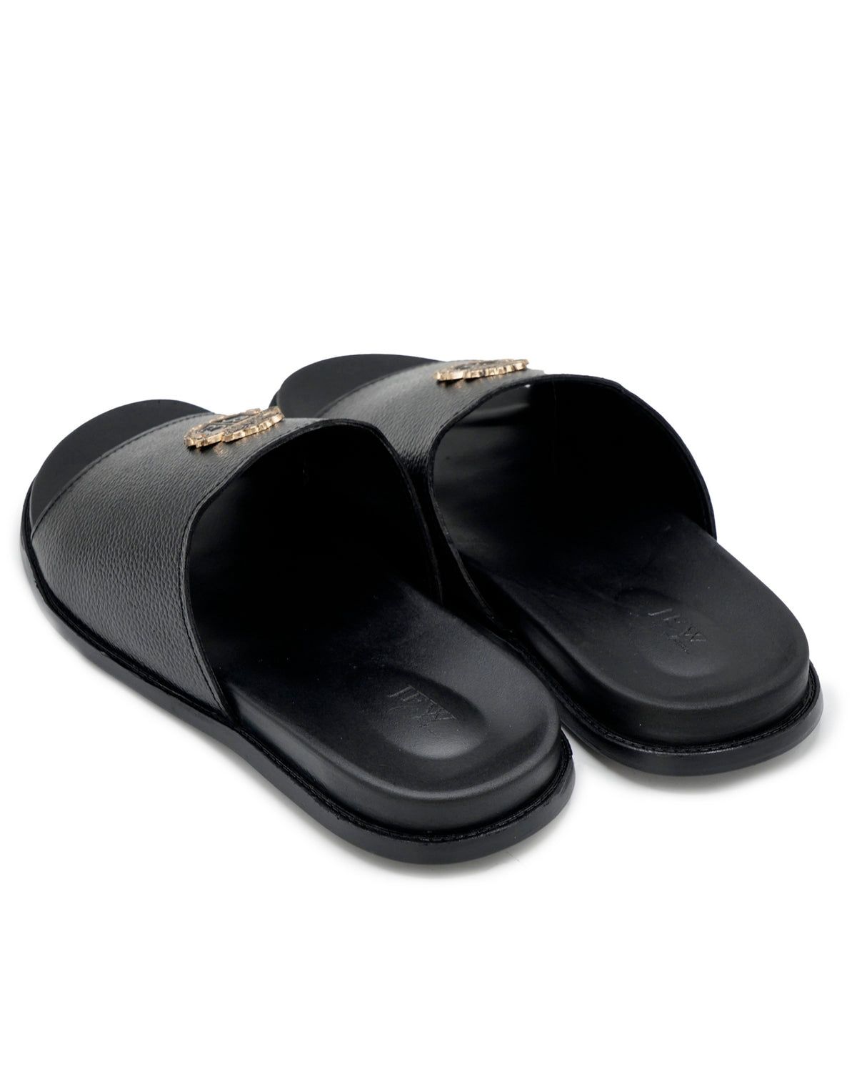 Premium Black Leather Slide Sandals for Men – RK Footwear
