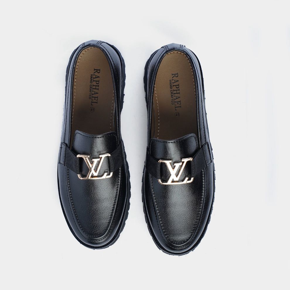 LV Black Leather Designer Loafers – Luxury Men’s Slip-Ons