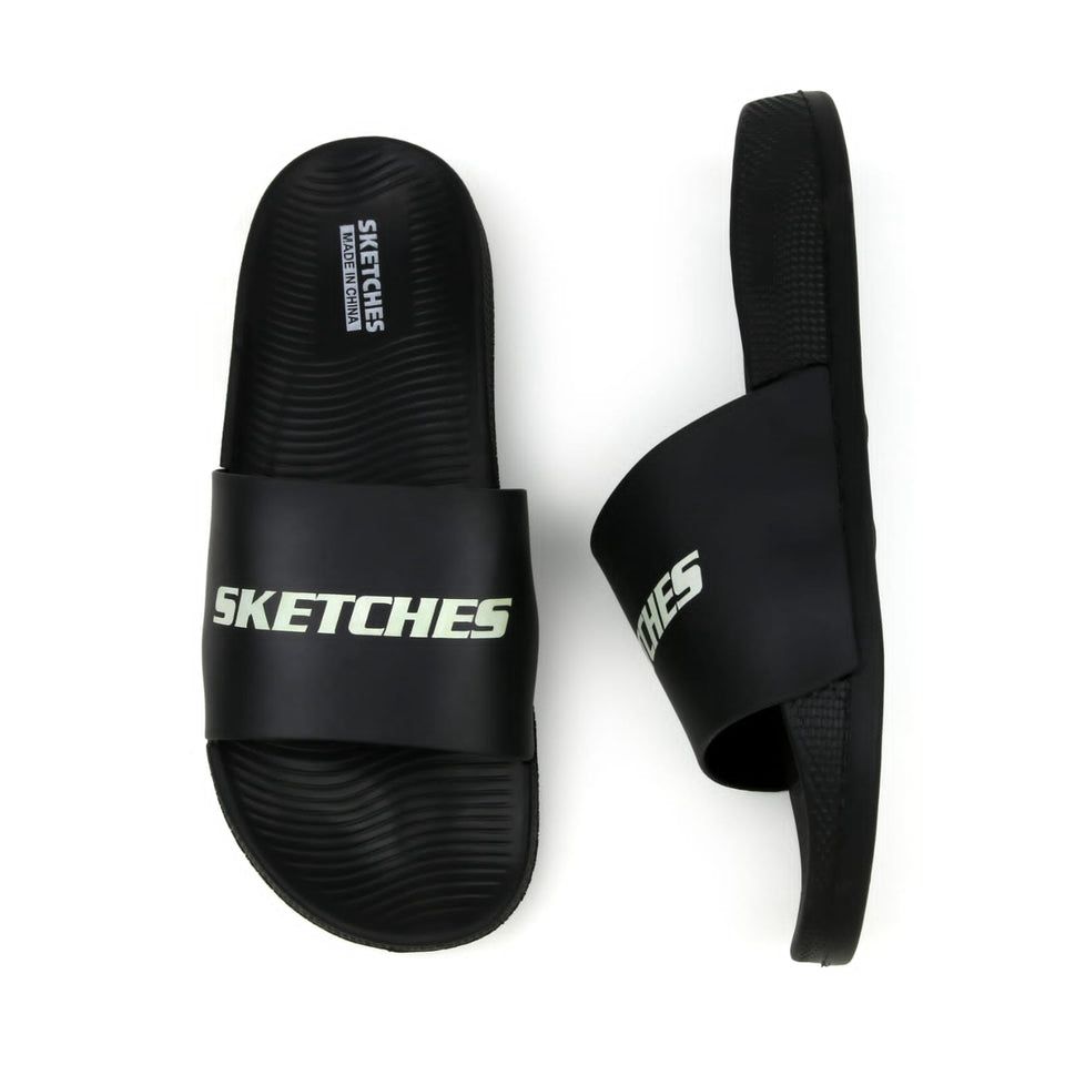 Sketches Black Slide for Men – Lightweight Casual Slip-On