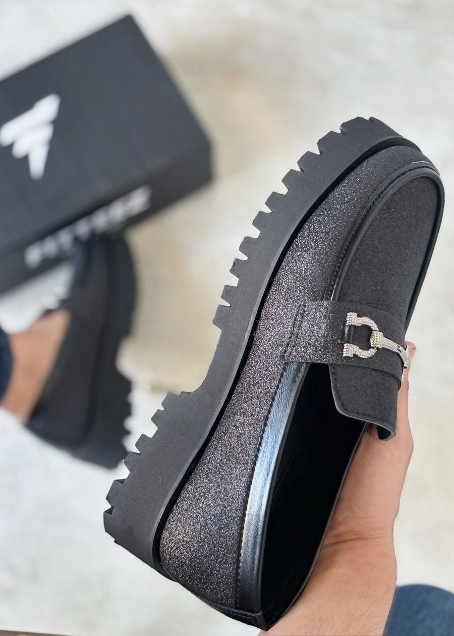 Black Glitter Loafers – Men’s Luxury Slip-Ons