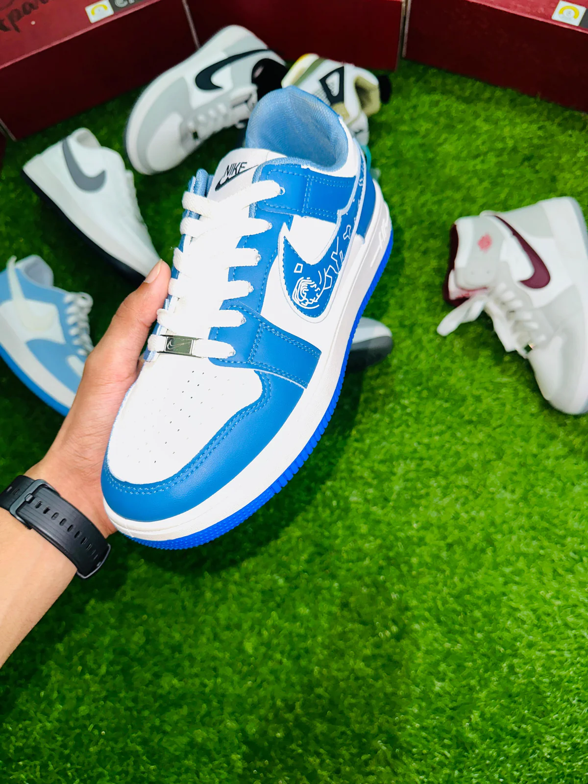 Nike Air Force 1 '07 Low – Blue and White Monochrome Graphic 