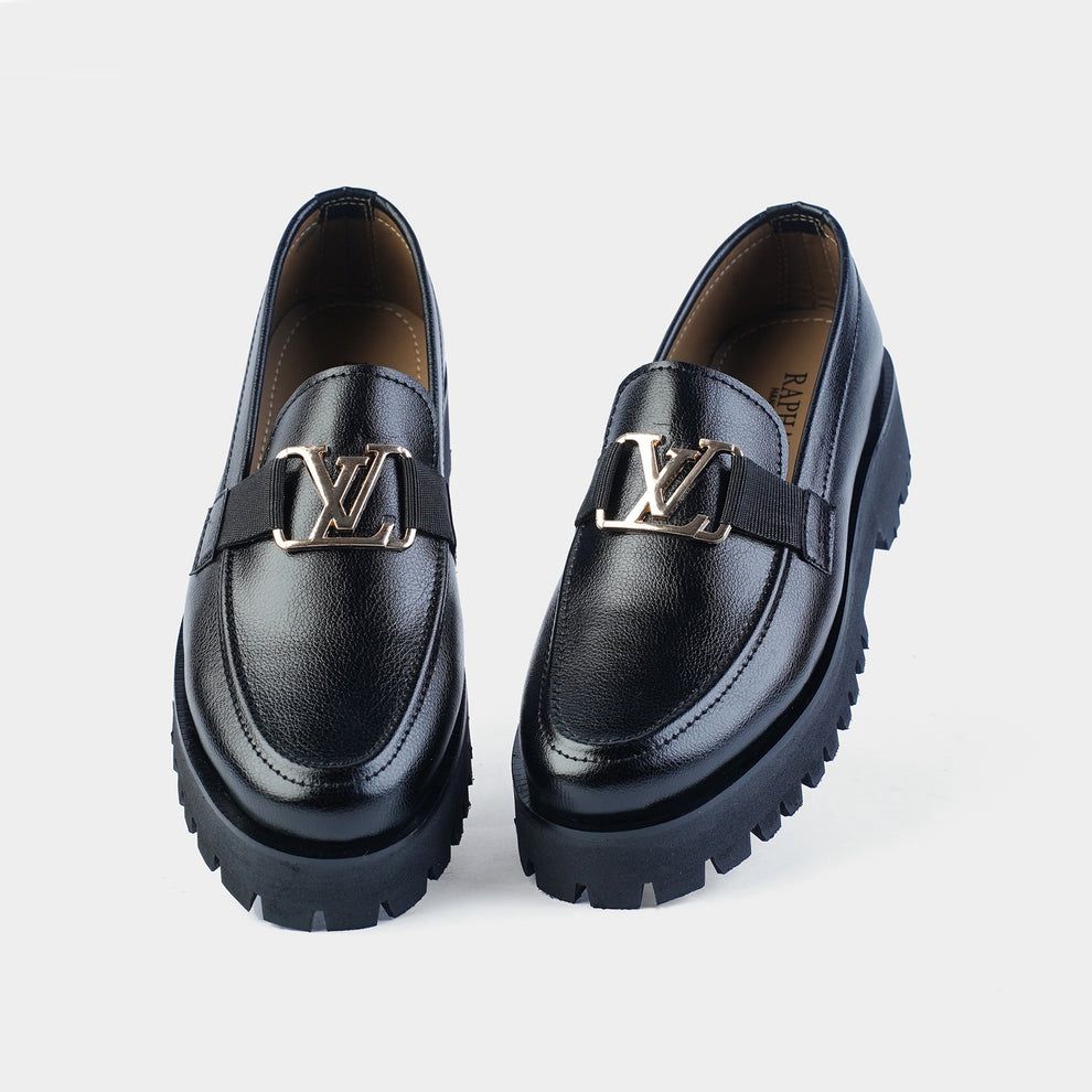 LV Black Leather Designer Loafers – Luxury Men’s Slip-Ons
