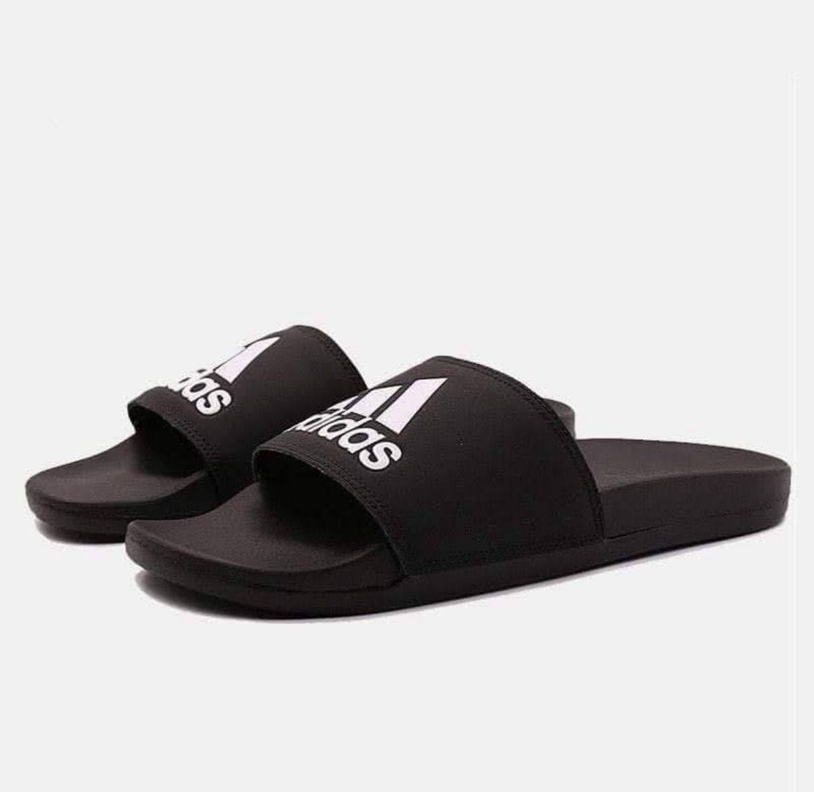 Adidas Adissage Comfort Slides White Black – Adjustable Strap & Massage Footbed