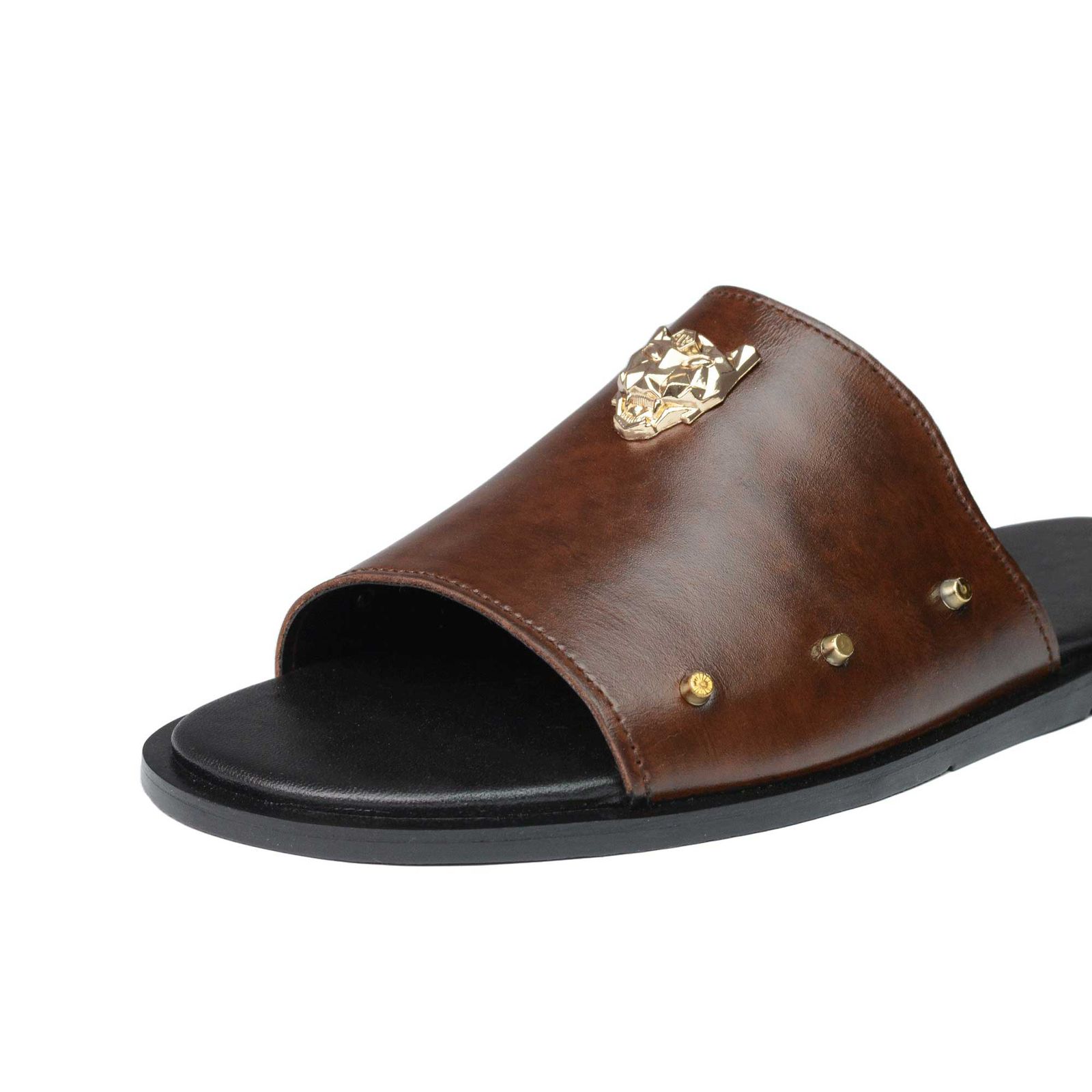 Premium Brown Leather Slide Sandals for Men – RK Footwear