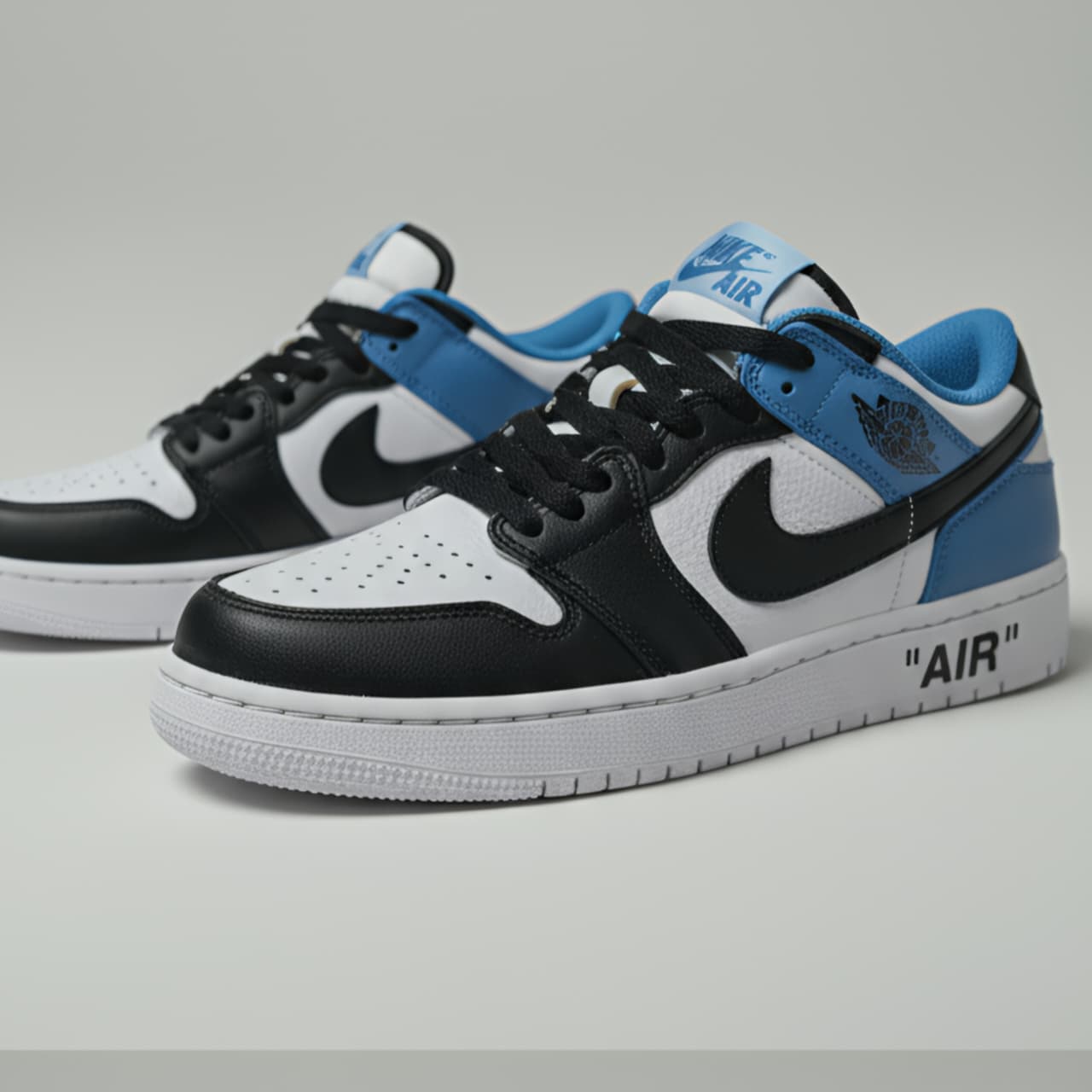 Nike Low-Top Retro Court Sneakers – Black, White & Sky Blue