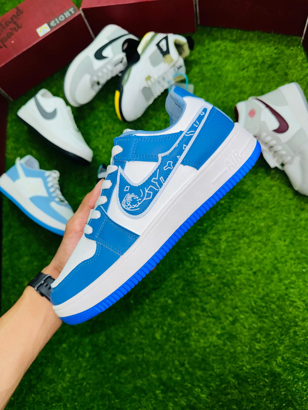 Nike Air Force 1 '07 Low – Blue and White Monochrome Graphic 