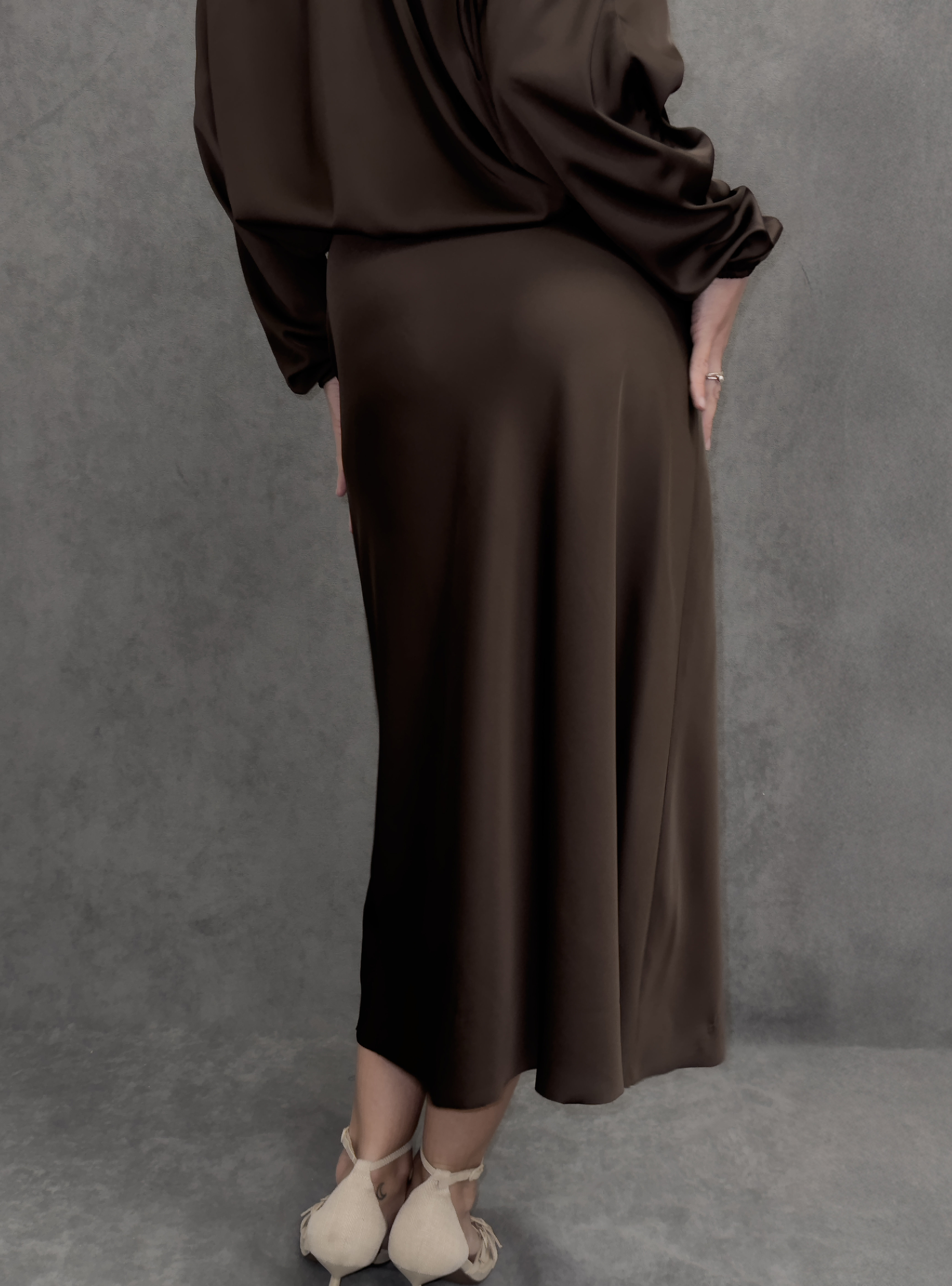 Chocolate midi skirt