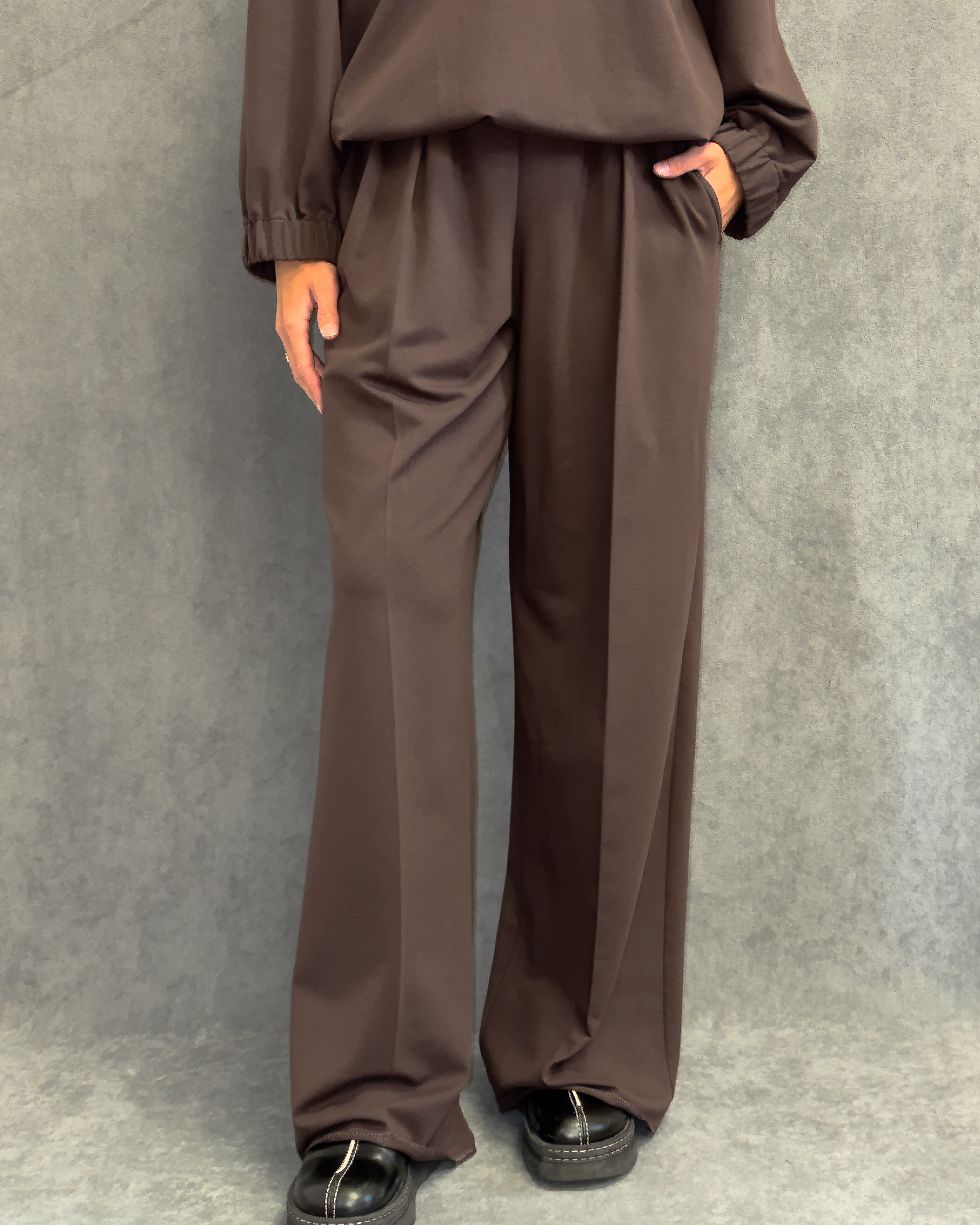 Chocolate Wide-leg Cotton Trousers