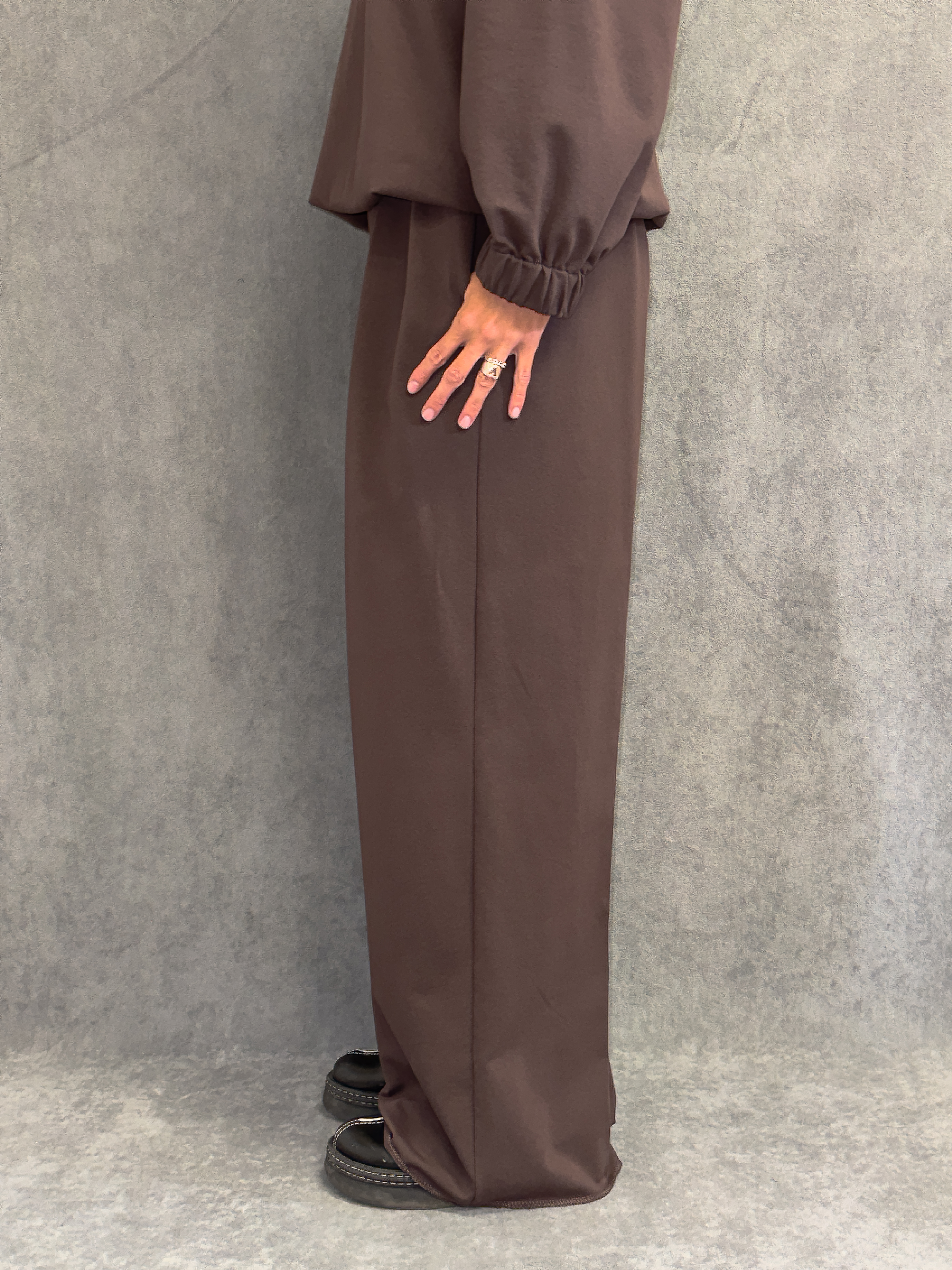 Chocolate Wide-leg Cotton Trousers