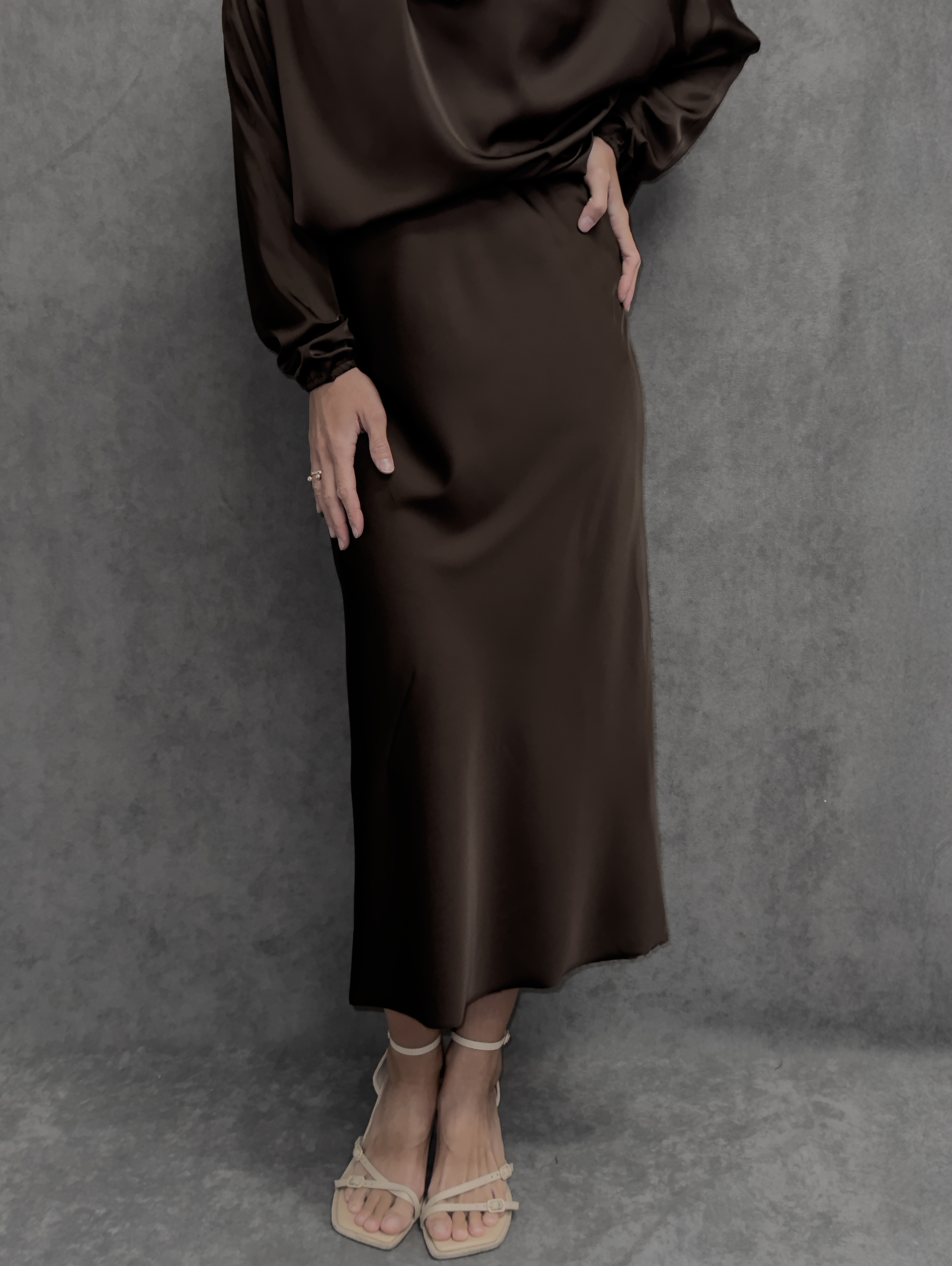 Chocolate midi skirt
