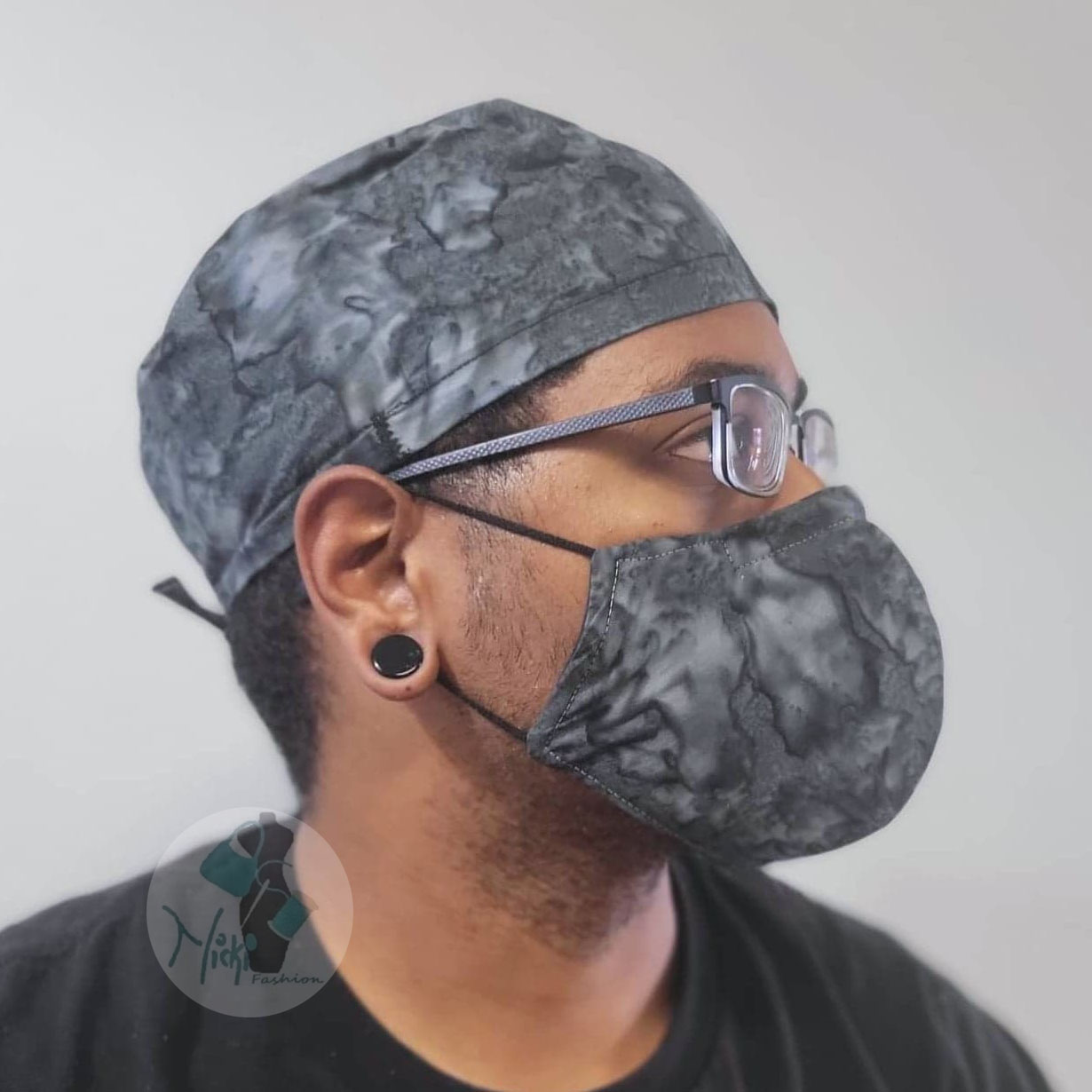 Scrub Cap Black Watercolor
