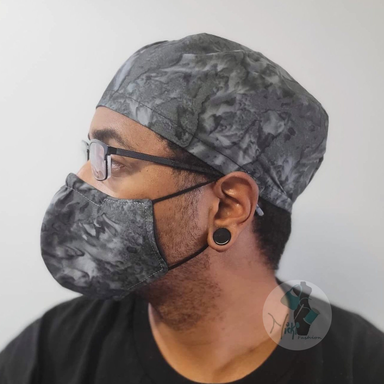 Scrub Cap Black Watercolor