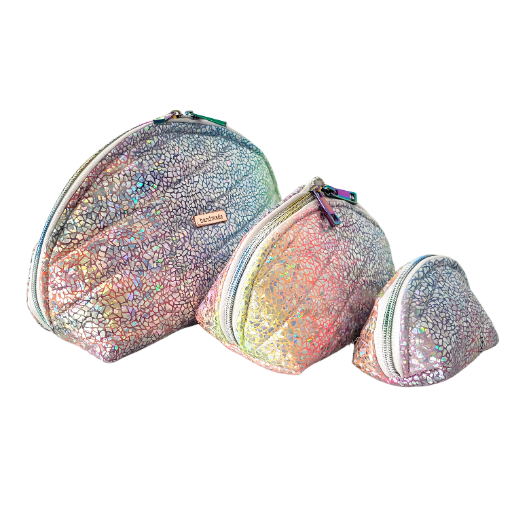 Clam Shell Glitter Cosmetic Bag