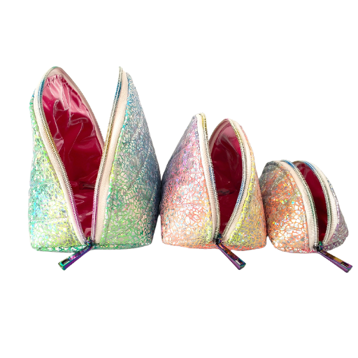 Clam Shell Glitter Cosmetic Bag