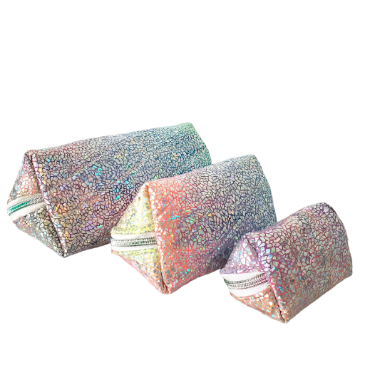 Clam Shell Glitter Cosmetic Bag