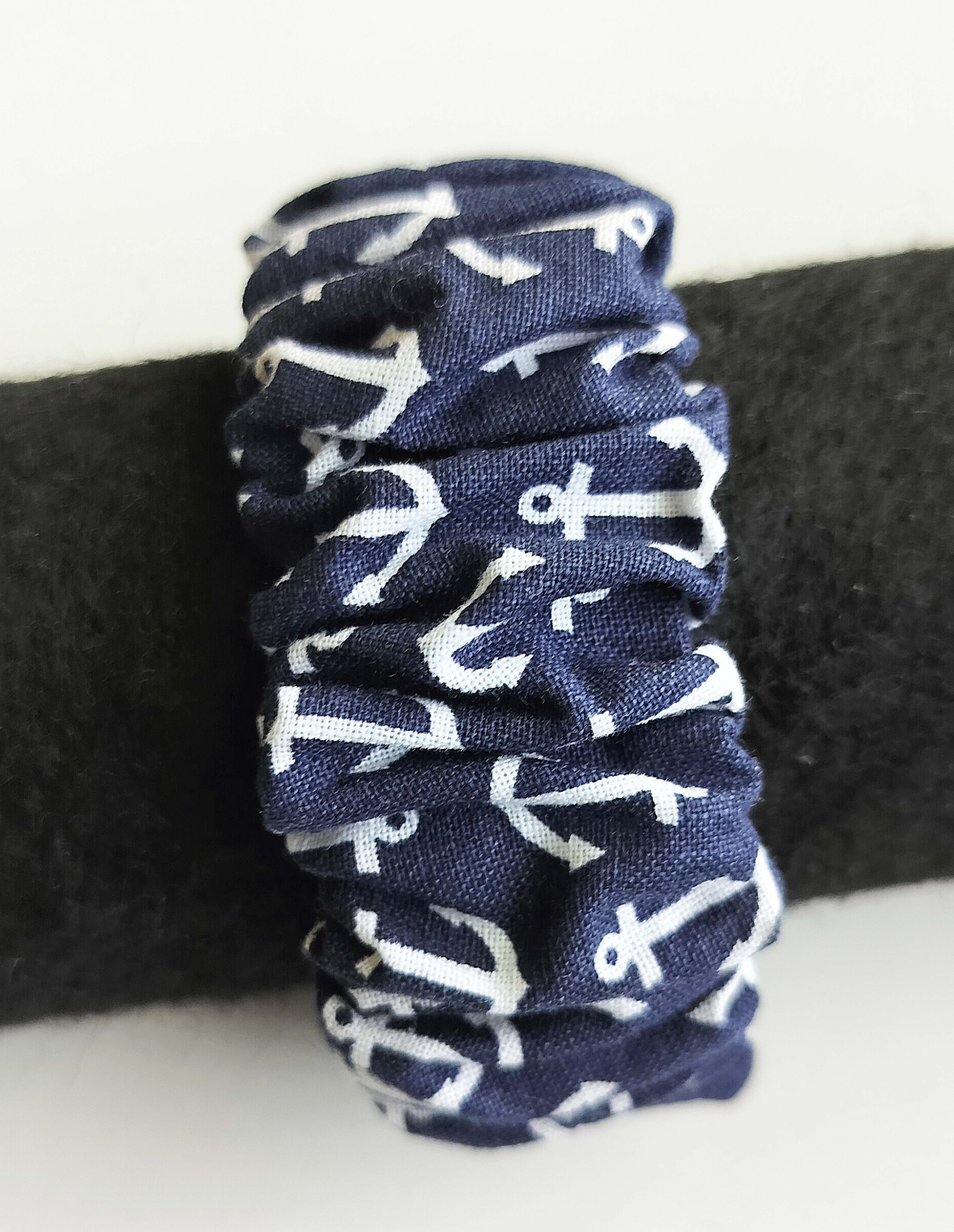 Navy Anchor Bangle Hair Scrunchie