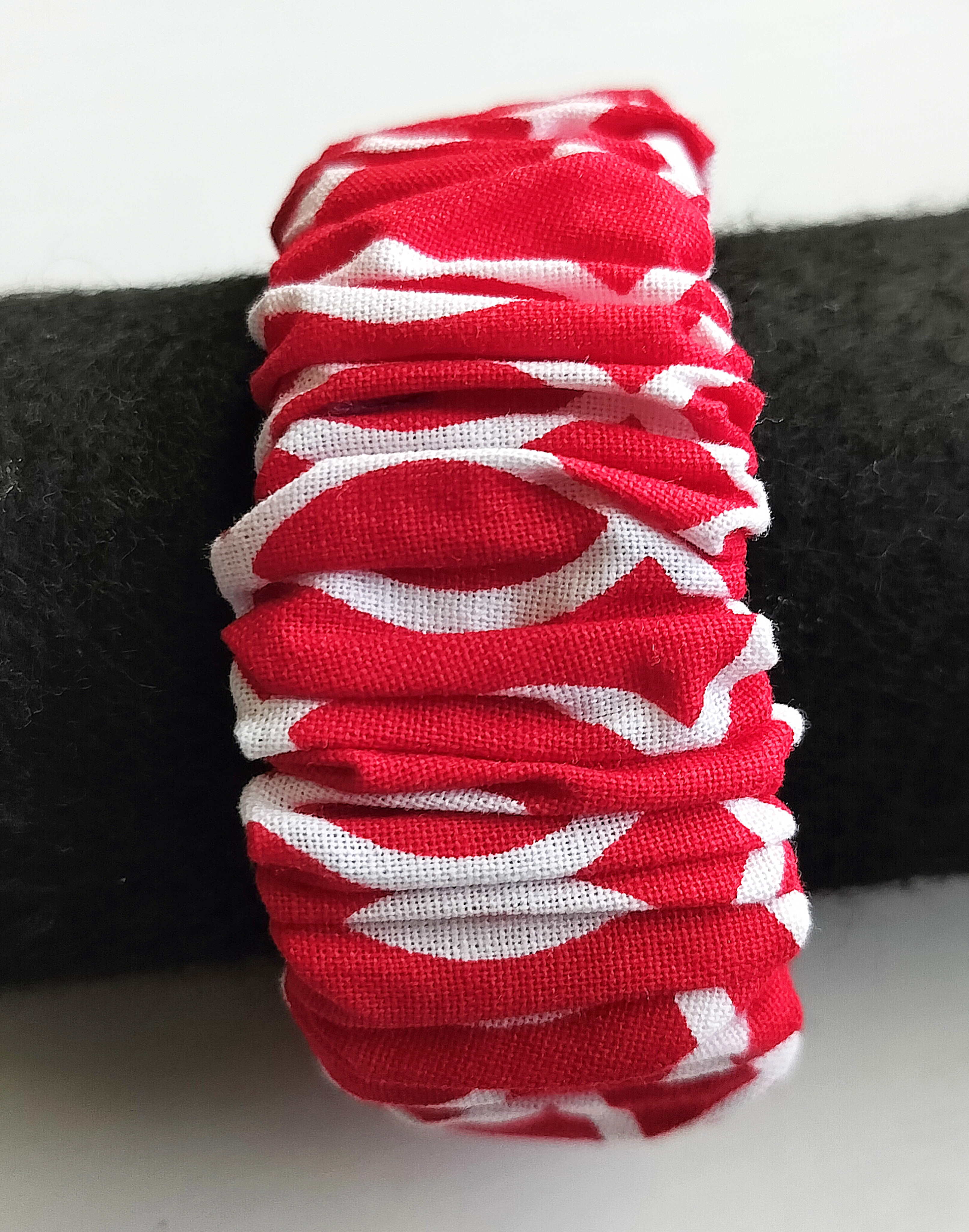 Red and White Bangle Scrunchie