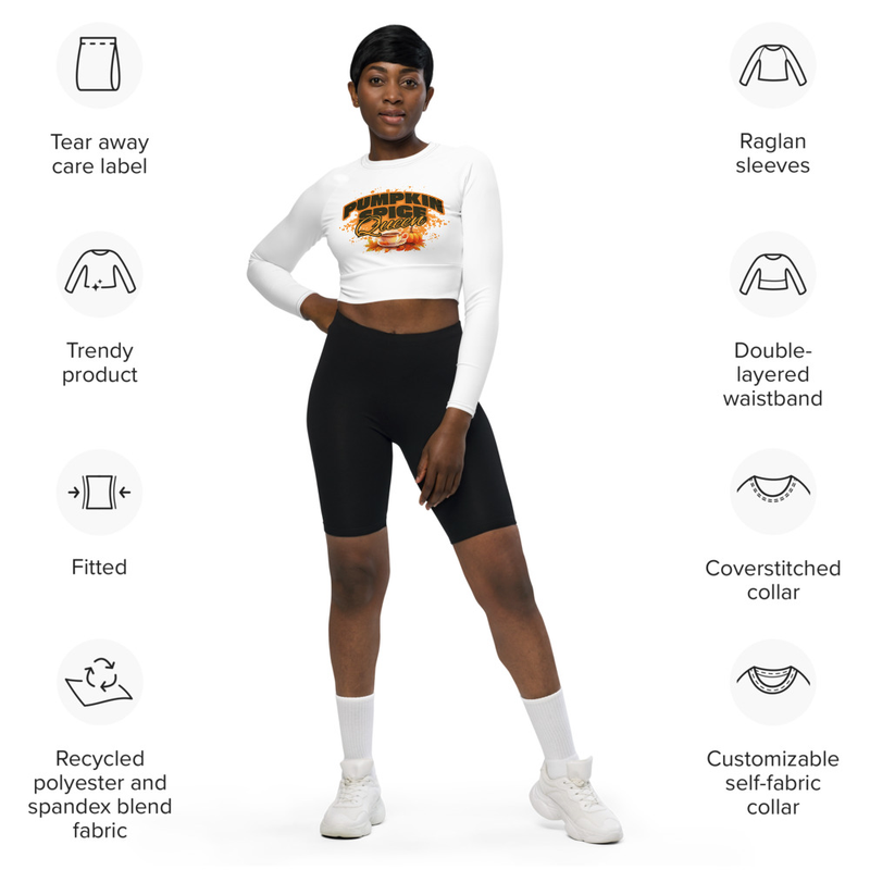 Pumpkin Spice Queen long-sleeve crop top