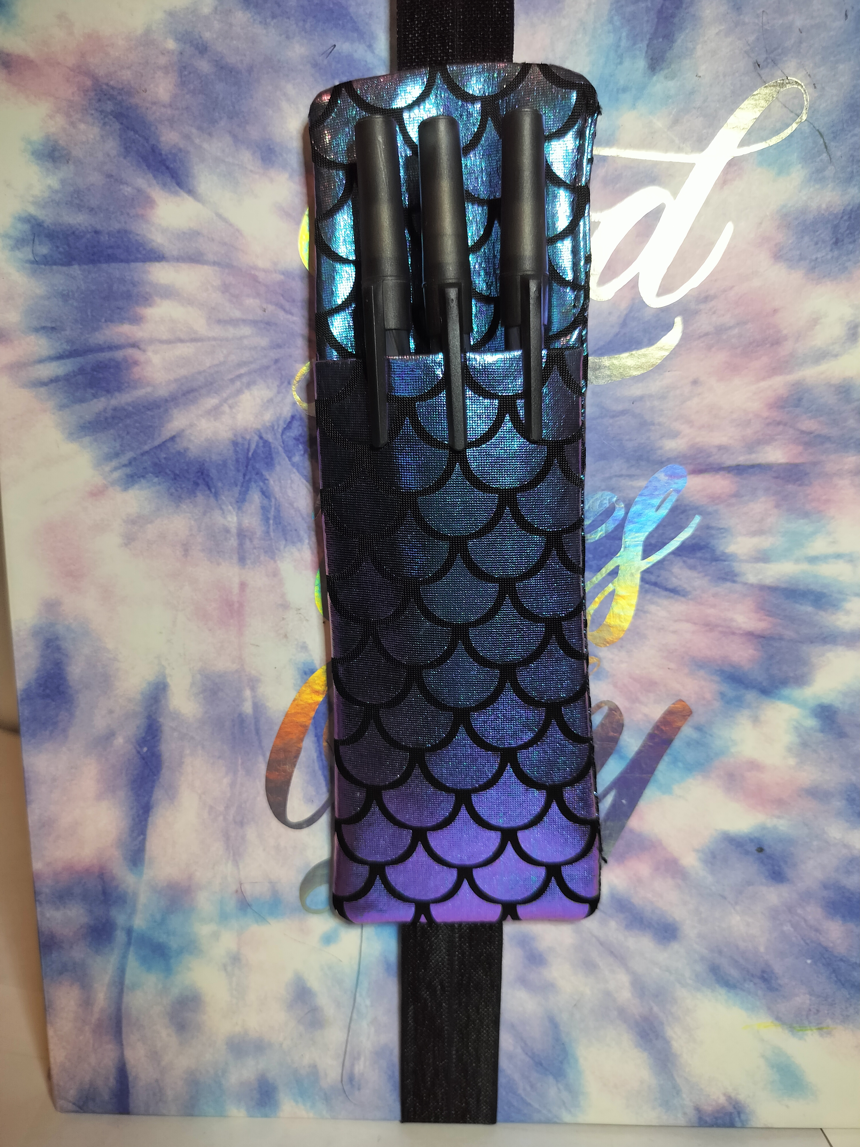 Mermaid Pattern Pen Holder with Gel Pens