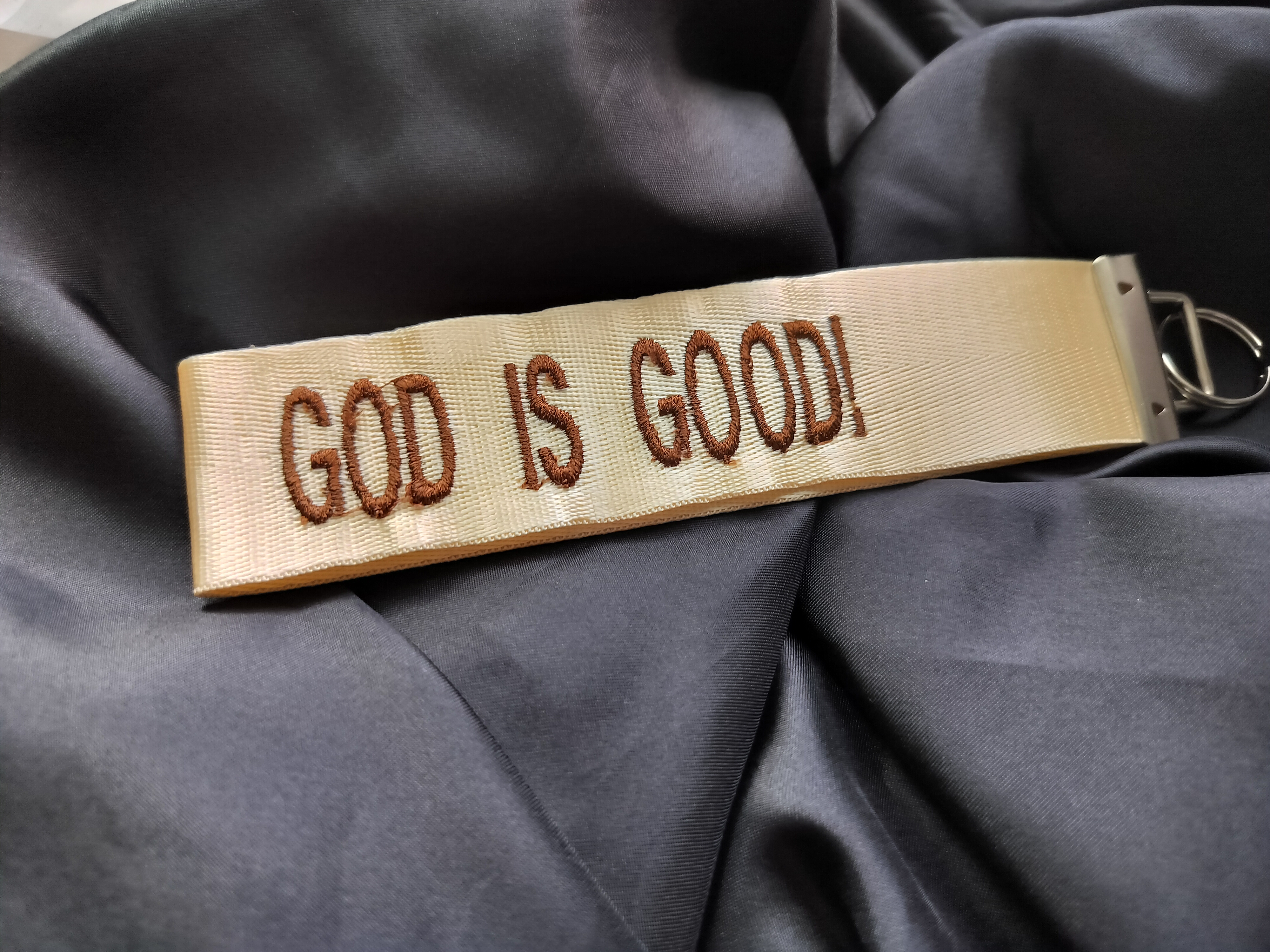 Inspirational 'God Is Good!' Wristlet Keychain 